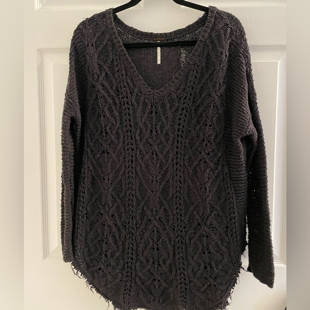 Oversized Knit Free People Black Sweater